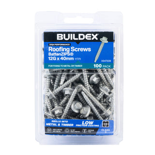 Buildex 12G x 40mm Class 3 Roofing Screws BattenZIPS - 100 Pack