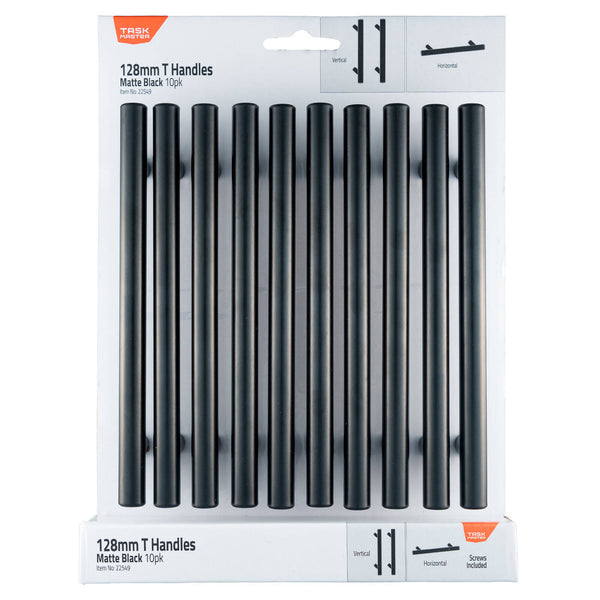 Taskmaster 128mm Matte Black T Handle - 10 Pack - 128mm