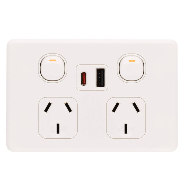 DETA S-line Double Power Point With USB A+C PD20W Fast Charging
