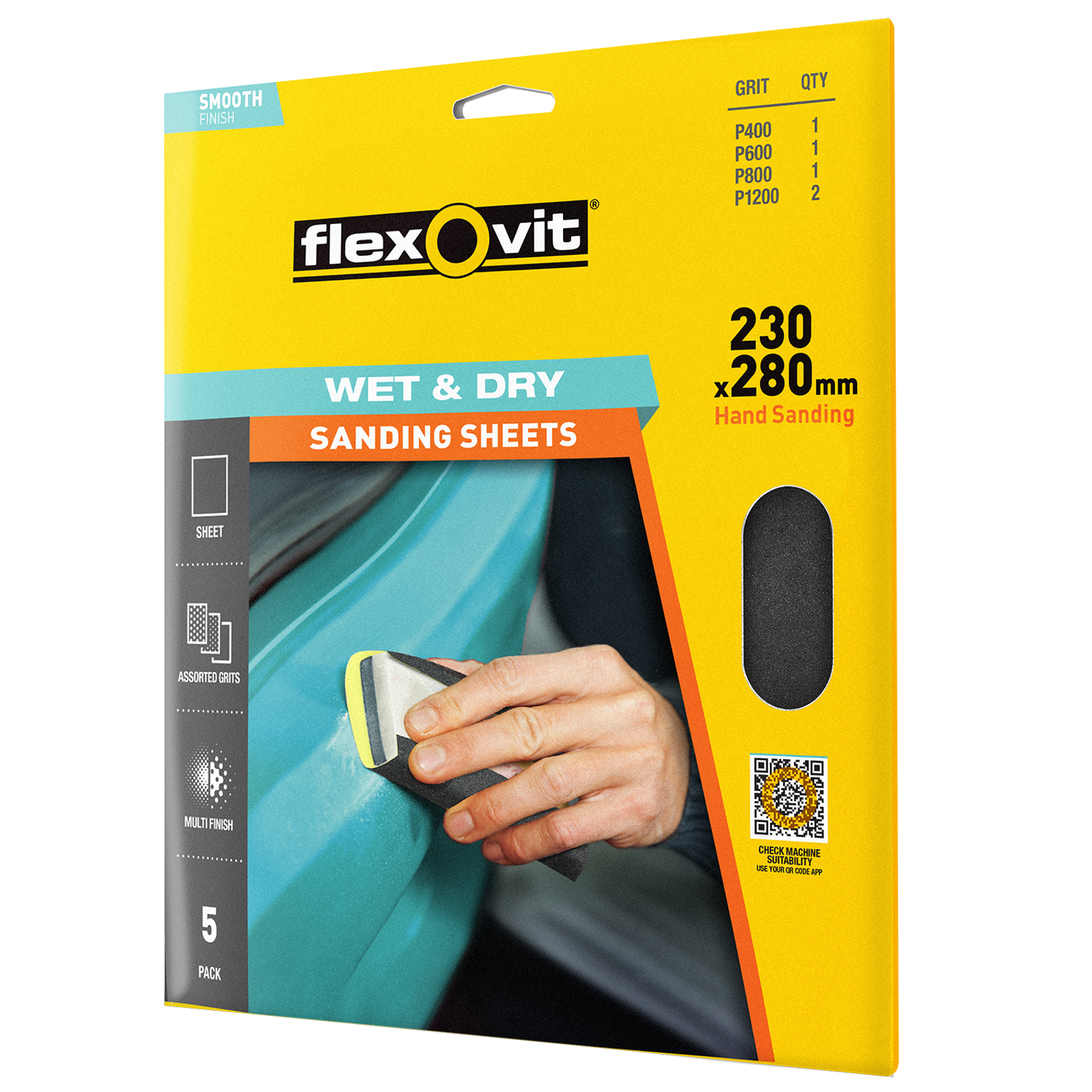 Flexovit 230 X 280mm Wet and Dry Sanding Sheets - 5 Pack - Image 1 of 1