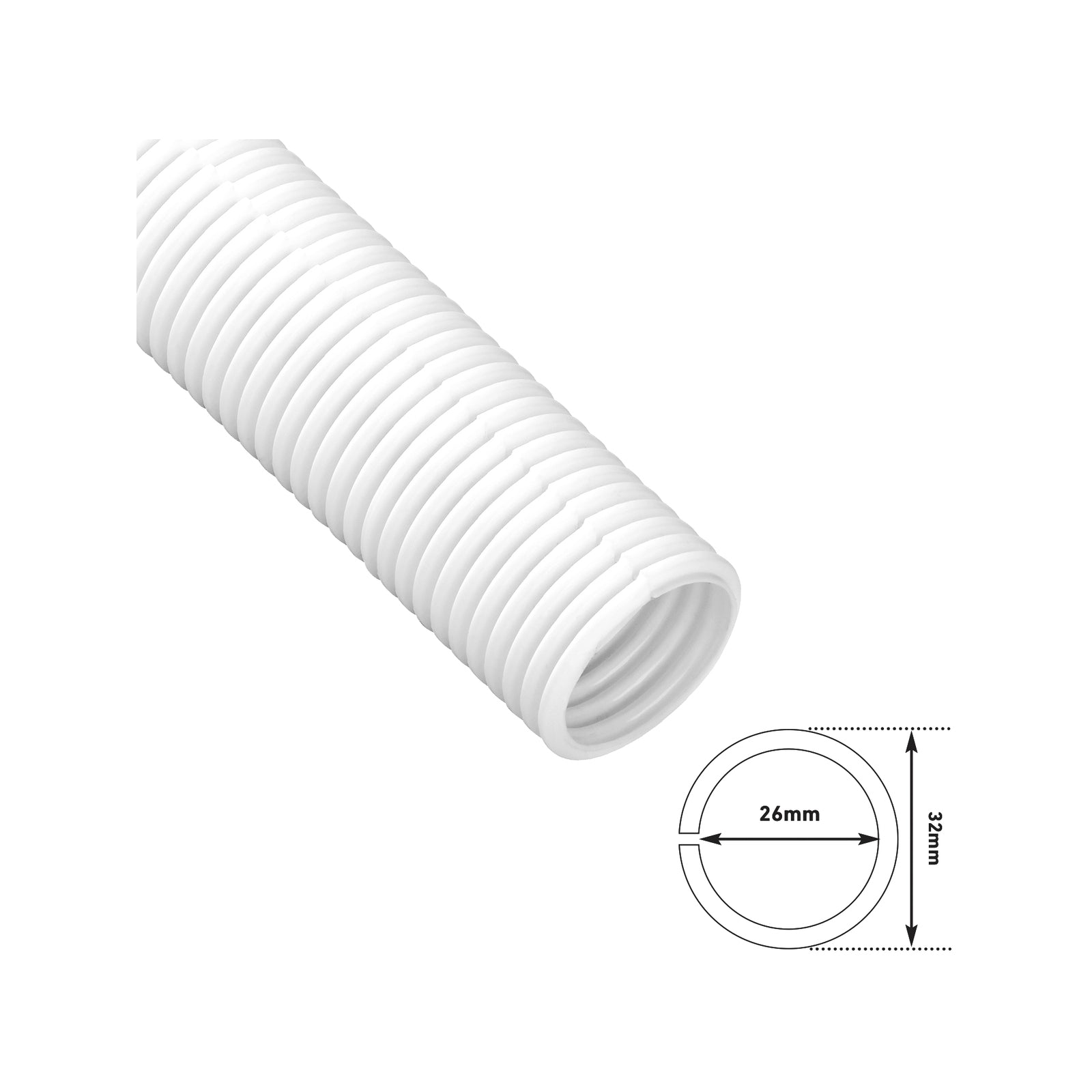 D-Line 1.1m Ø132mm White Cable Tidy Split Tube Cable Organiser - Image 2 of 6