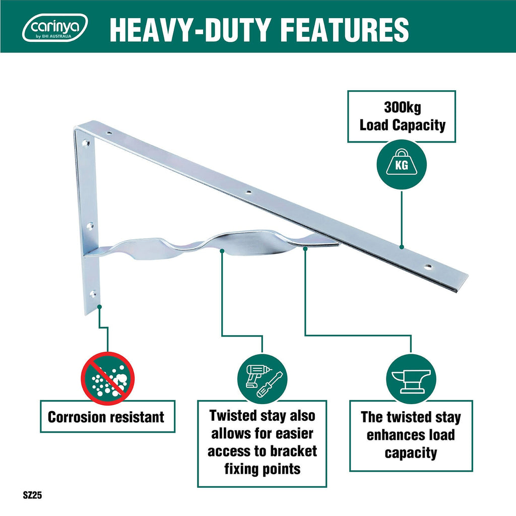 Carinya 400 x 250mm Zinc Plated Heavy Duty Twisted Stay Bracket - Image 7 of 11