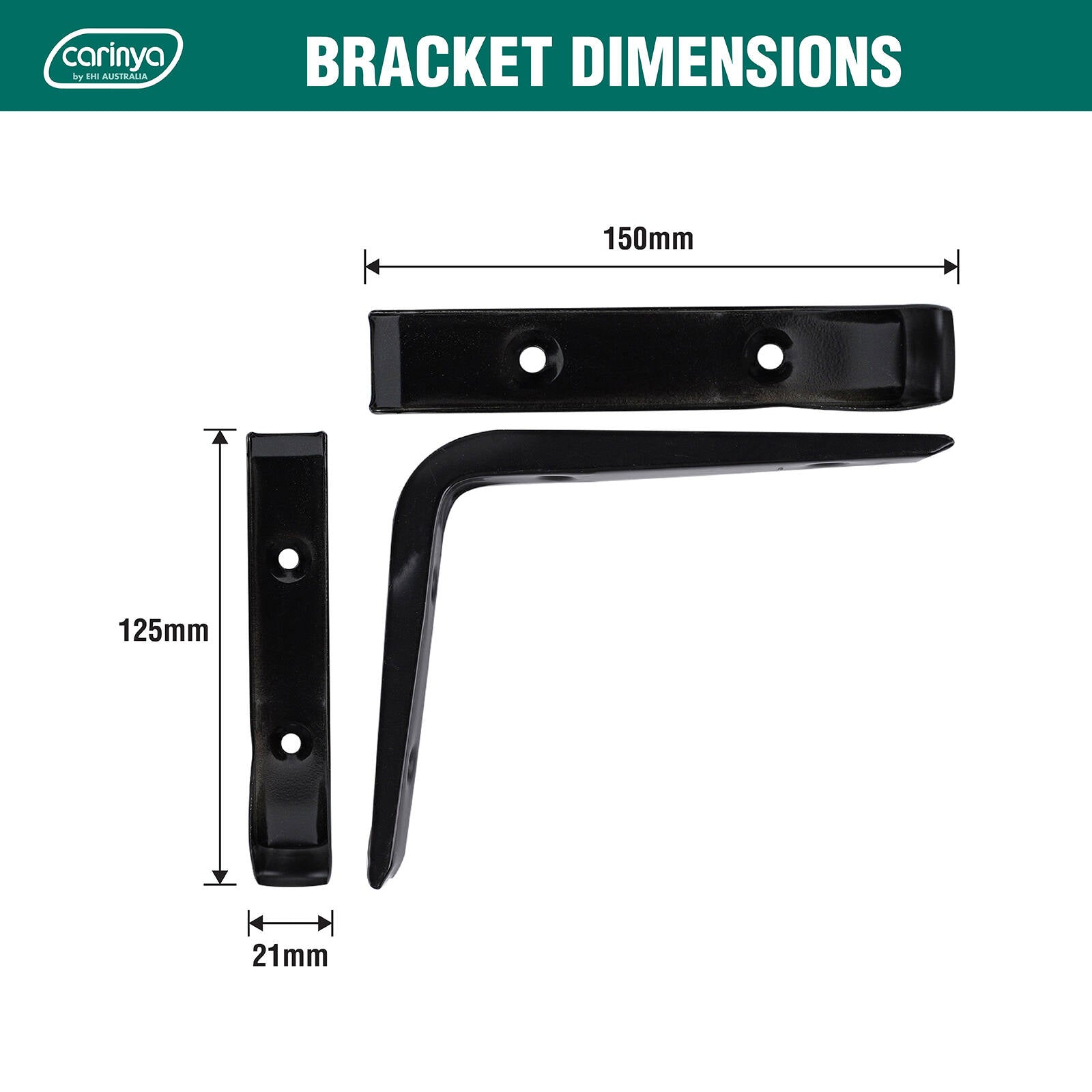 Carinya 125 x 150mm Black Angle Bracket - Image 13 of 19