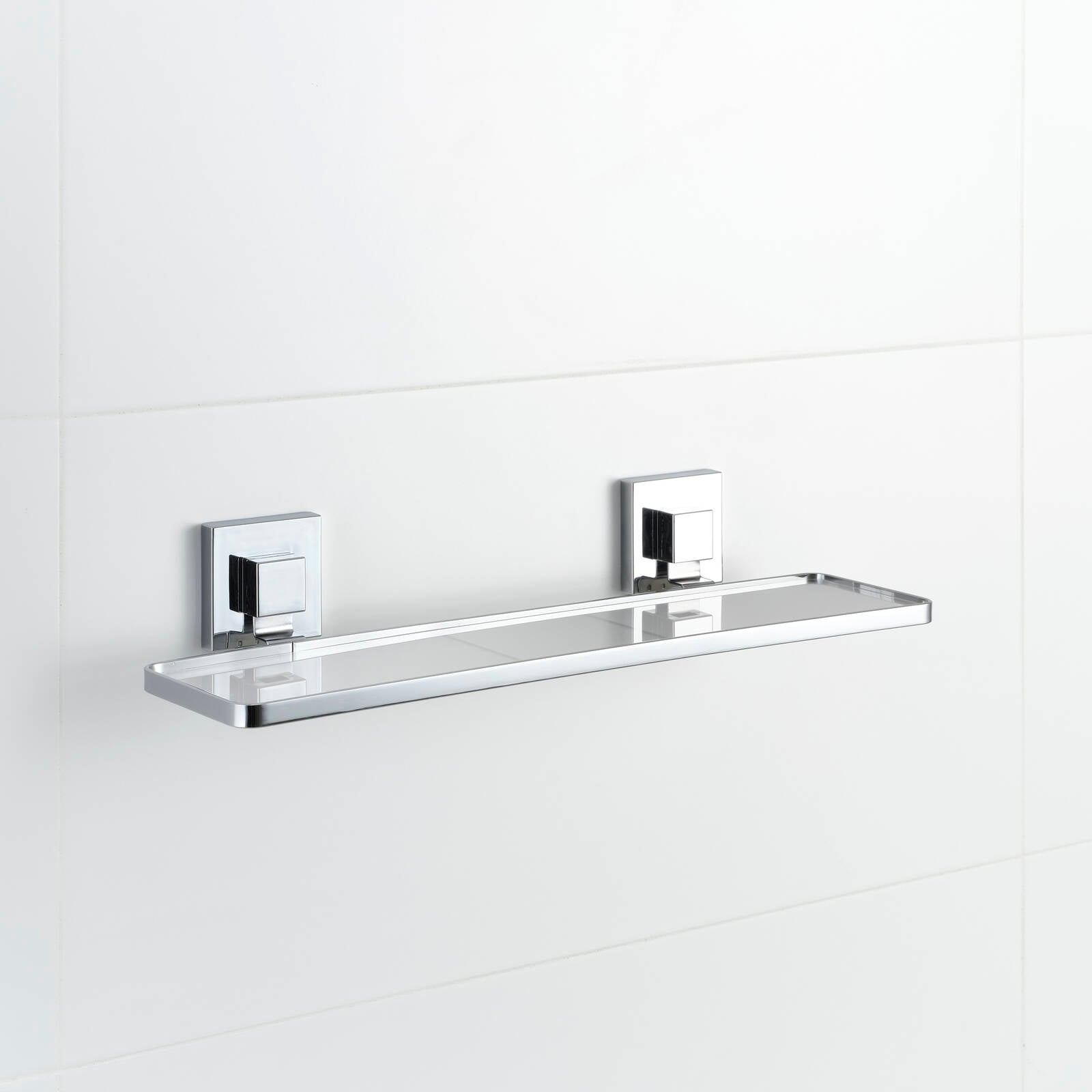 Fusion-Loc 26kg Stainless Steel Suction Frosted Acrylic Bathroom Shelf - Image 4 of 4