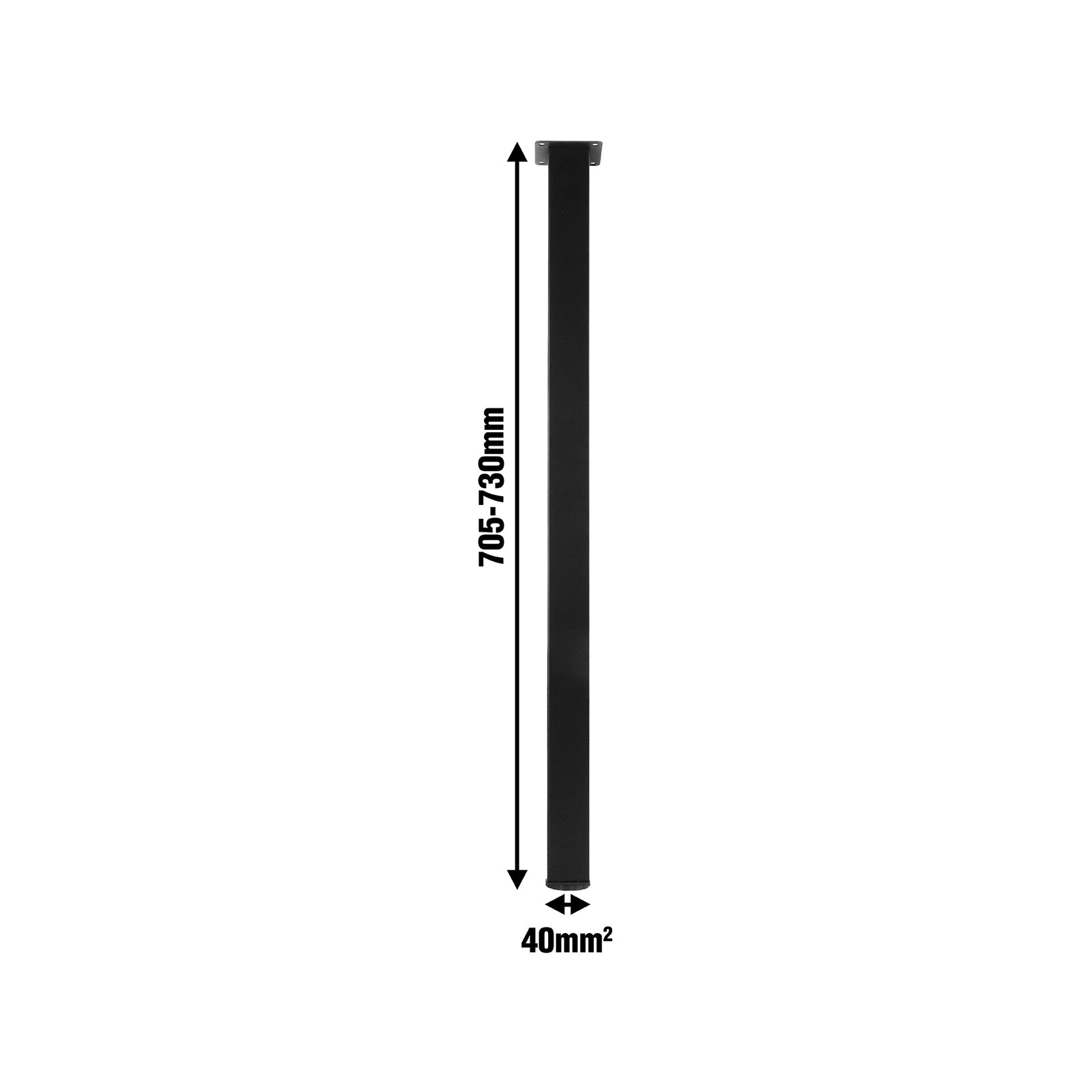 Adoored 40 x 710mm Black Square Adjustable Furniture Leg - Image 8 of 8