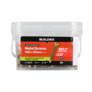 Buildex 10G x 50mm Gold Passivated Sheet Metal Screws - 500 Pack