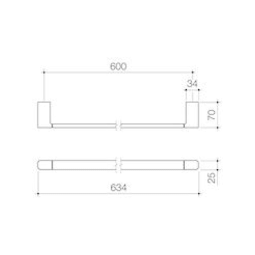 Caroma Luna Single Towel Rail 630mm Black - Image 2 of 6
