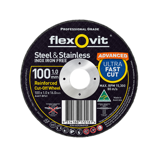 Flexovit 100 x 1.0 x 16.0mm Black Metal Cut Off Wheel