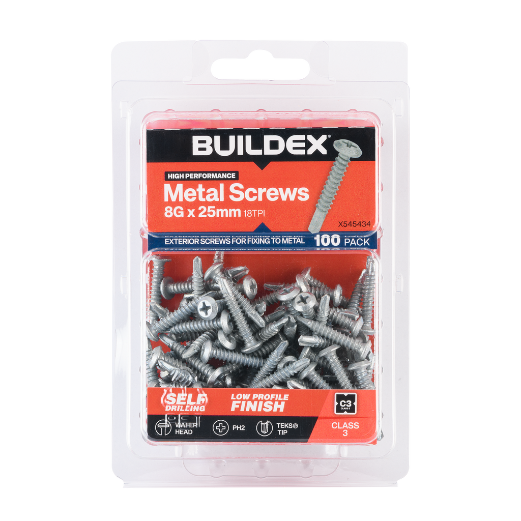Buildex 8G x 25mm Class 3 Sheet Metal Screws - 100 Pack - Image 1 of 9