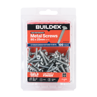 Buildex 8G x 25mm Class 3 Sheet Metal Screws - 100 Pack