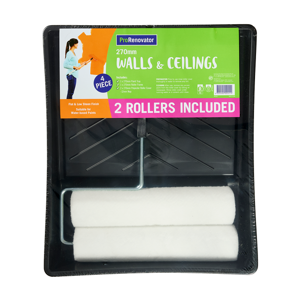 ProRenovator 270mm 4 Piece Walls And Ceilings 2 Rollers Kit