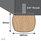Adoored 47mm Pine Ball Furniture Leg - Image 2 of 3