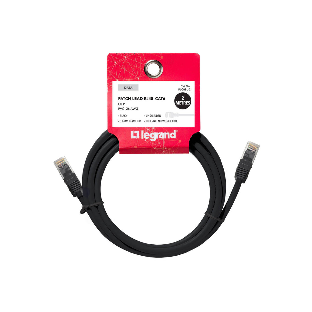 Legrand 2m Black Cat6 RJ45 UTP Patch Lead - Image 1 of 2