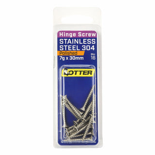 Otter 7 x 30mm Polished Stainless Steel 304 Hinge Screws - 16 Pack
