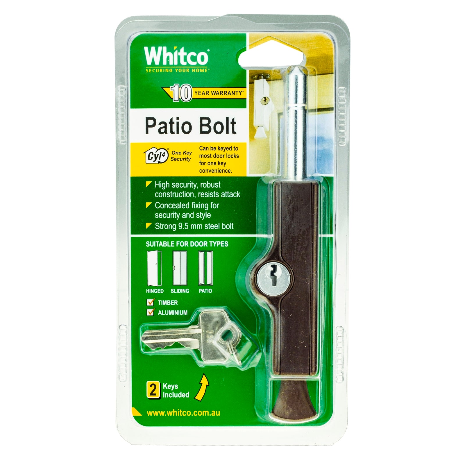 Whitco Mahogany CYL4 Patio Bolt - Image 1 of 1
