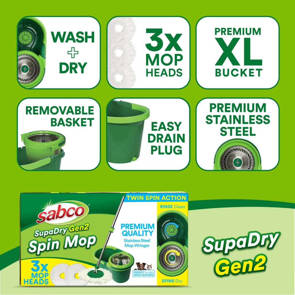 Sabco SupaDry Spin Mop &amp; Bucket Gen2 With Bonus Refill - Image 2 of 8