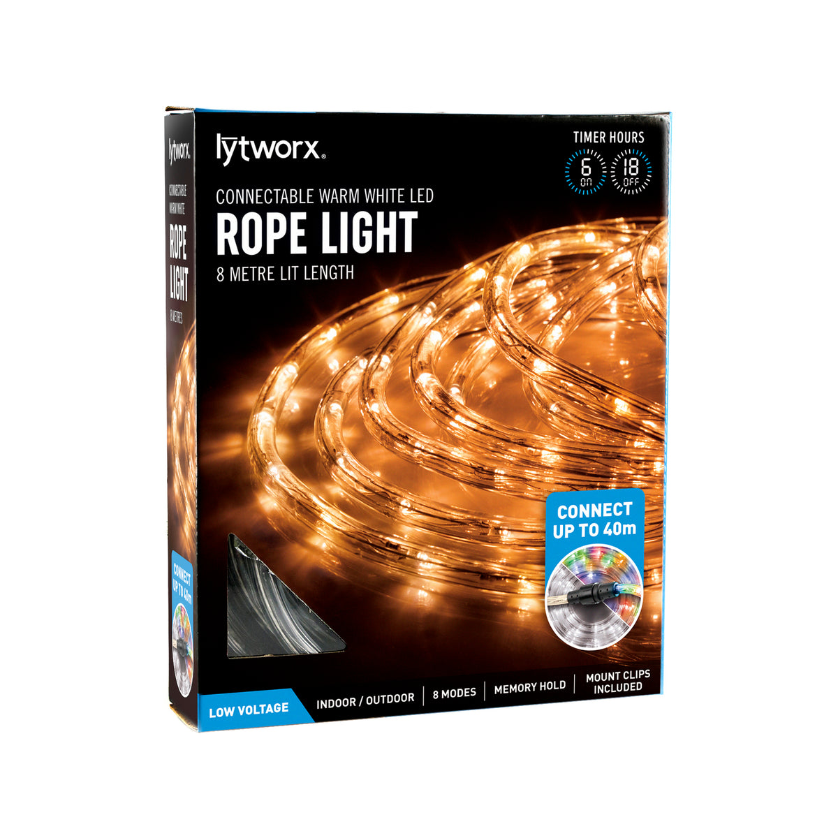 Lytworx 8m Warm White LED Connectable Rope Light With Timer - Image 1 of 2