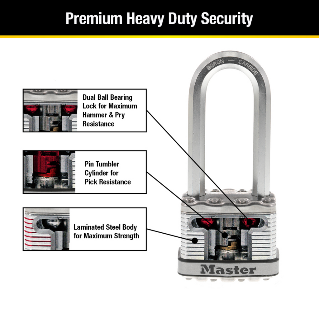 Master Lock 51mm Magnum With 64mm Extra Long Shackle Padlock - Image 10 of 14
