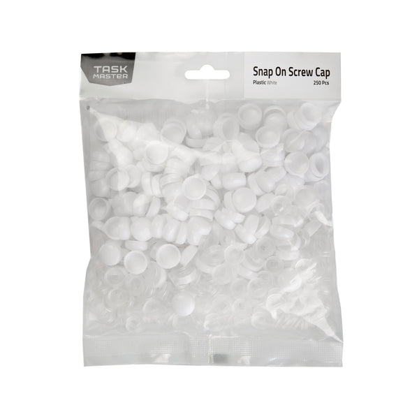 Taskmaster 6 - 8g White Snap On Screw Caps - 250 Pack - 6-8g