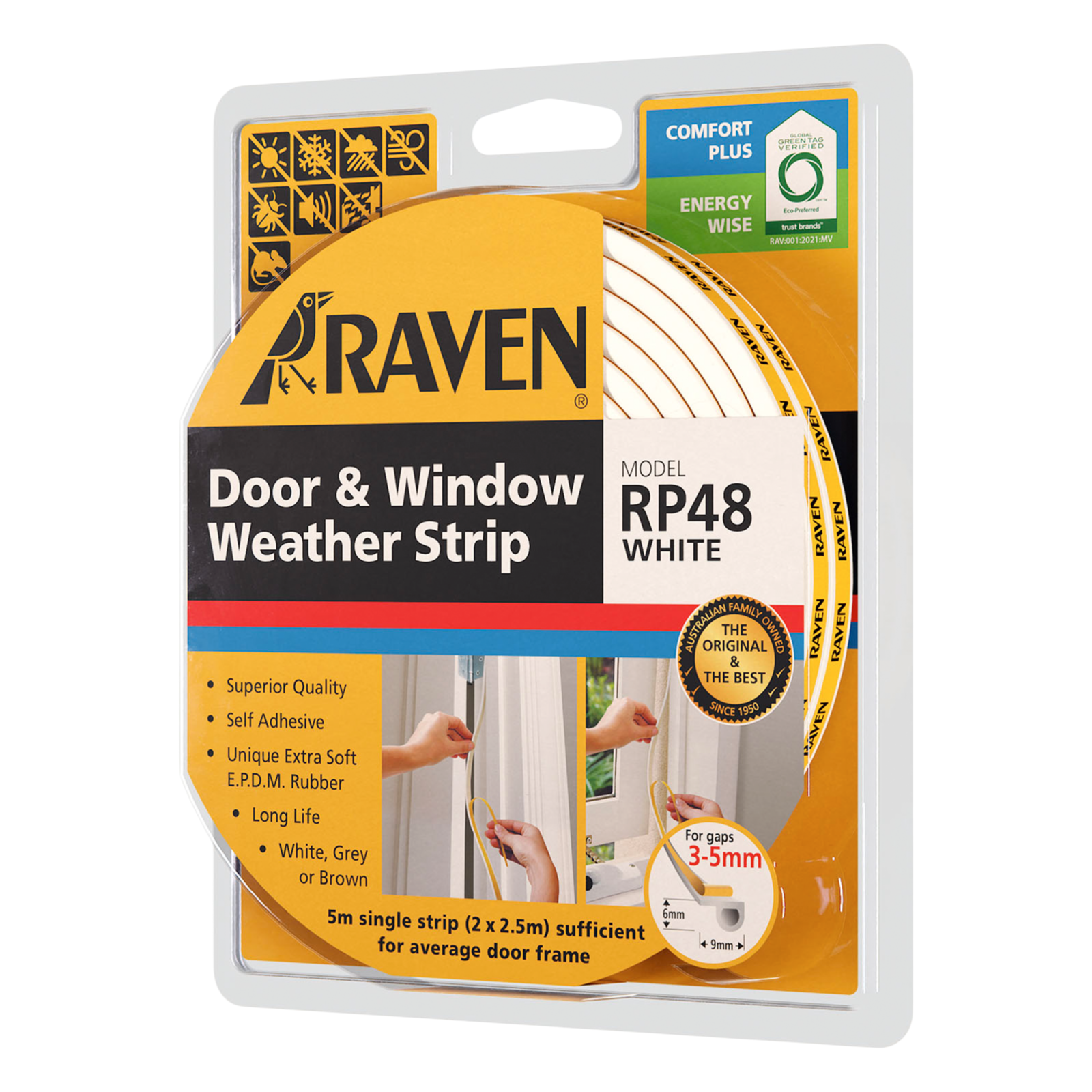 Raven 5000mm White RP48 Self Adhesive Weather Strip - 5000mm White - Image 11 of 11