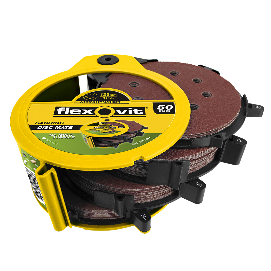 Flexovit 125mm 8 Holes Orbital Sand Paper - 50 Pack - Image 1 of 2