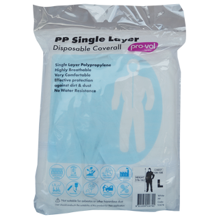 Pro-Val PP Single Layer Disposable Coverall - Size Large