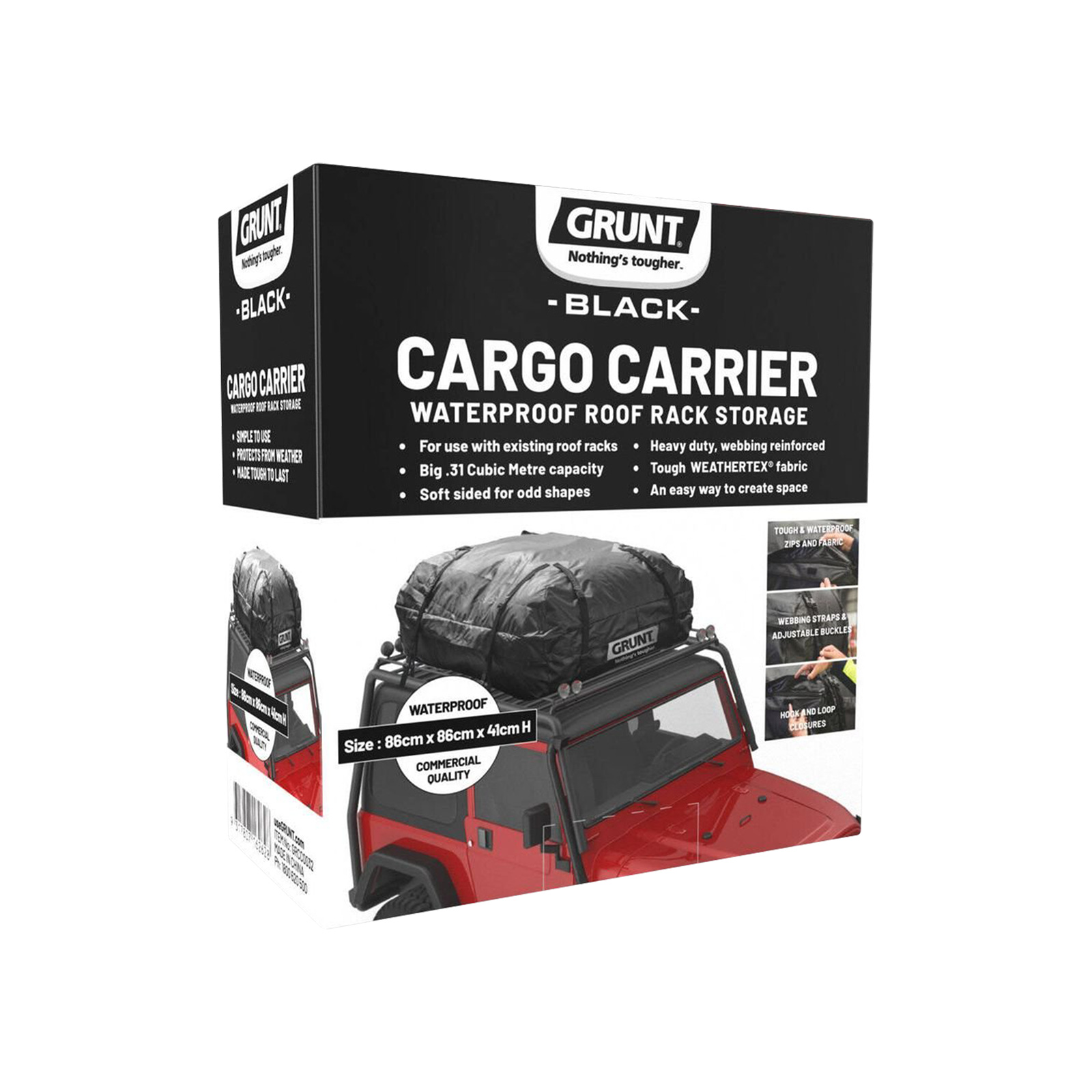 GRUNT 300L Black Rooftop Cargo Bag - Image 2 of 10