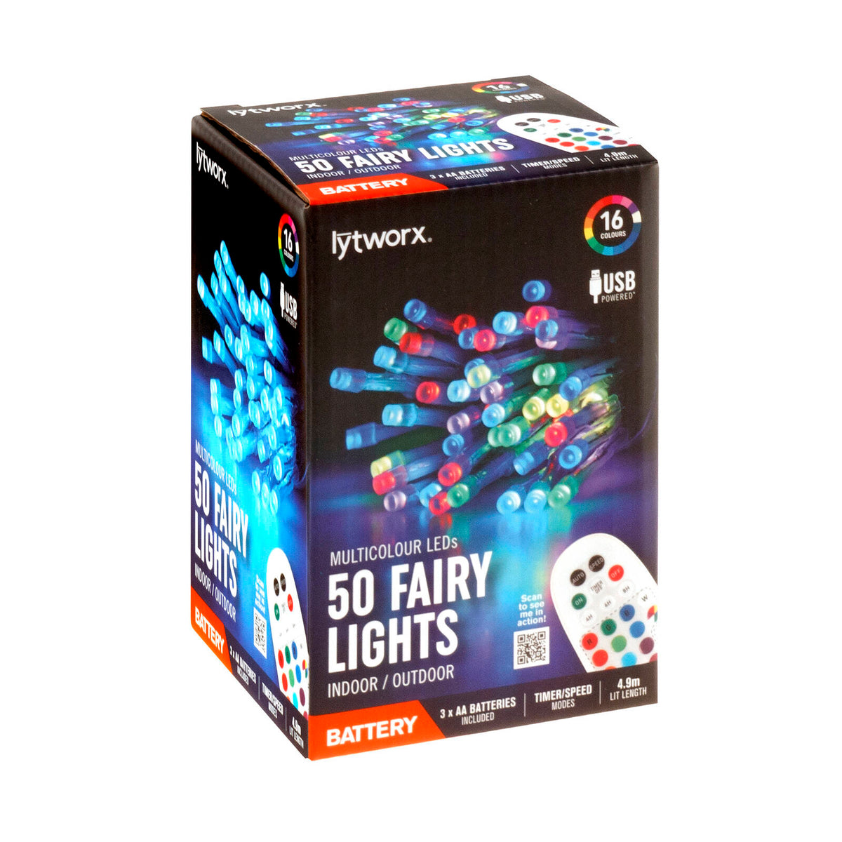 Lytworx Multicolour Battery/USB Powered Fairy Lights - 50 Pack - Image 1 of 4