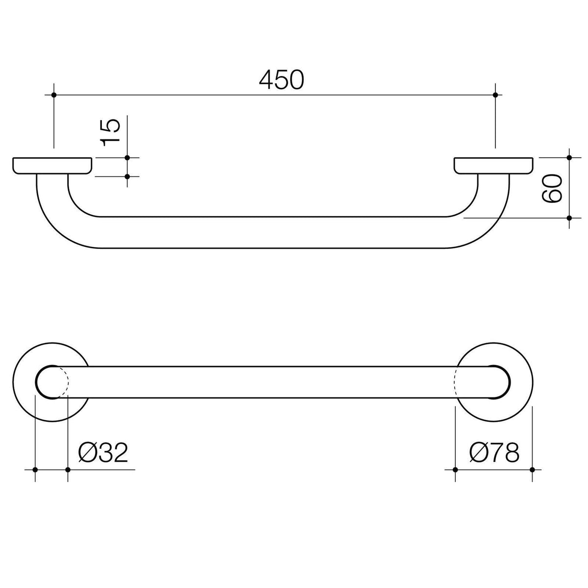 Caroma 450mm White Home Collection Grab Rail - Image 2 of 2