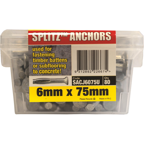 Macsim 75mm Masonry Splitz Anchor Gal - 80 Pack