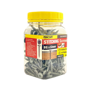 Macsim 8g x 32mm Stitch Button Screws - 200 Jar