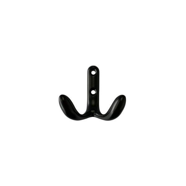 Taskmaster 120mm Matte Black Double Robe Hook - 120mm