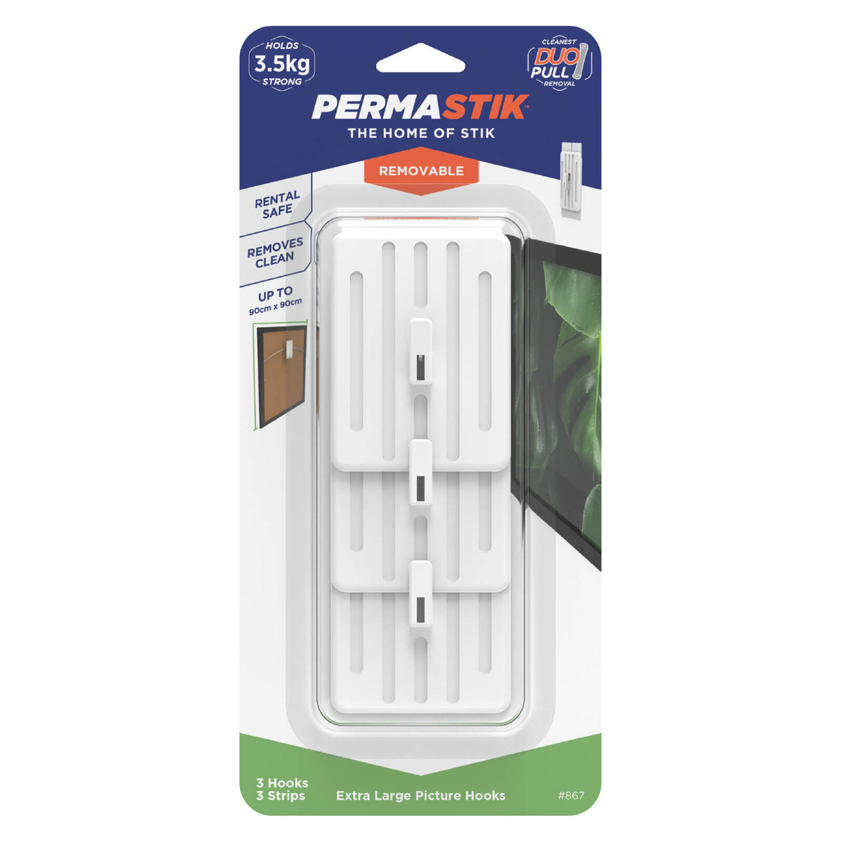 Permastik Extra Large Picture Hooks - 3 Pack - Image 1 of 8