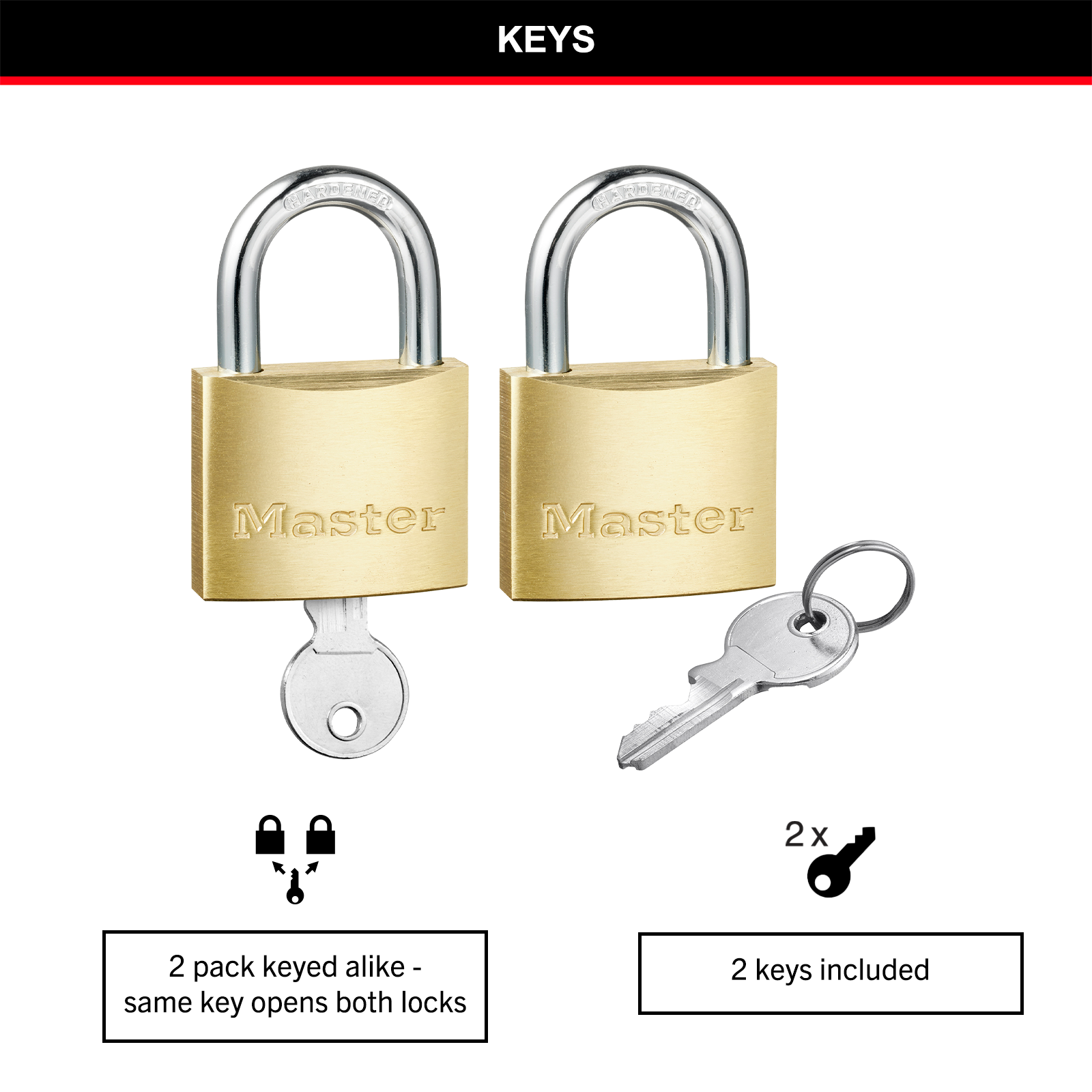 Master Lock 40mm Brass Keyed Padlock - 2 Pack - Image 12 of 18