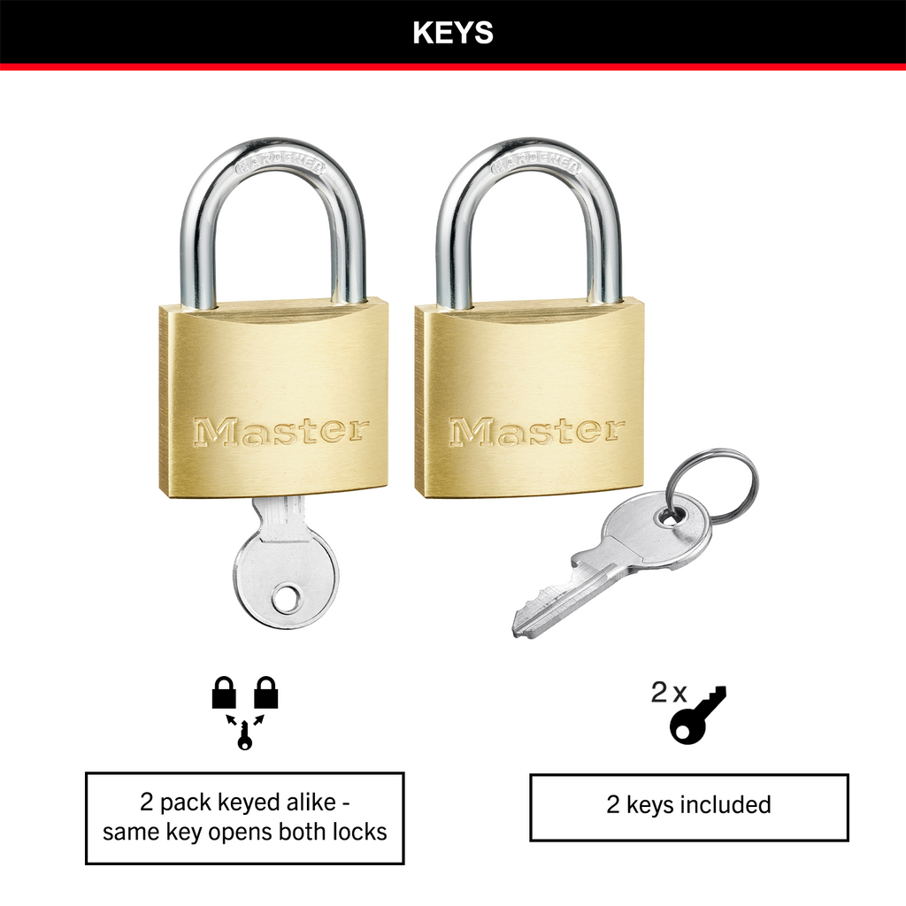 Master Lock 40mm Brass Keyed Padlock - 2 Pack - Image 3 of 18