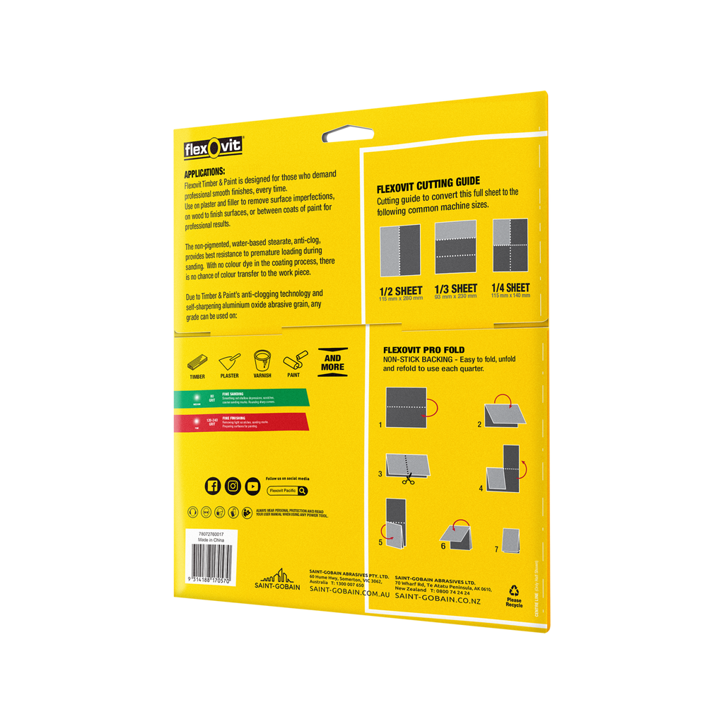 Flexovit 230x280mm 80 Grit Sanding Sheets 5pk  - 80 Grit - Image 2 of 2