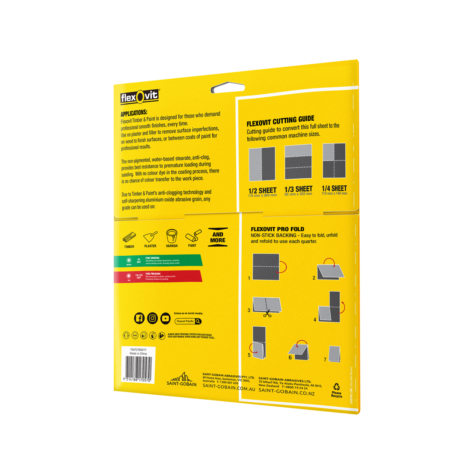 Flexovit 230x280mm 80 Grit Sanding Sheets 5pk  - 80 Grit - Image 2 of 2