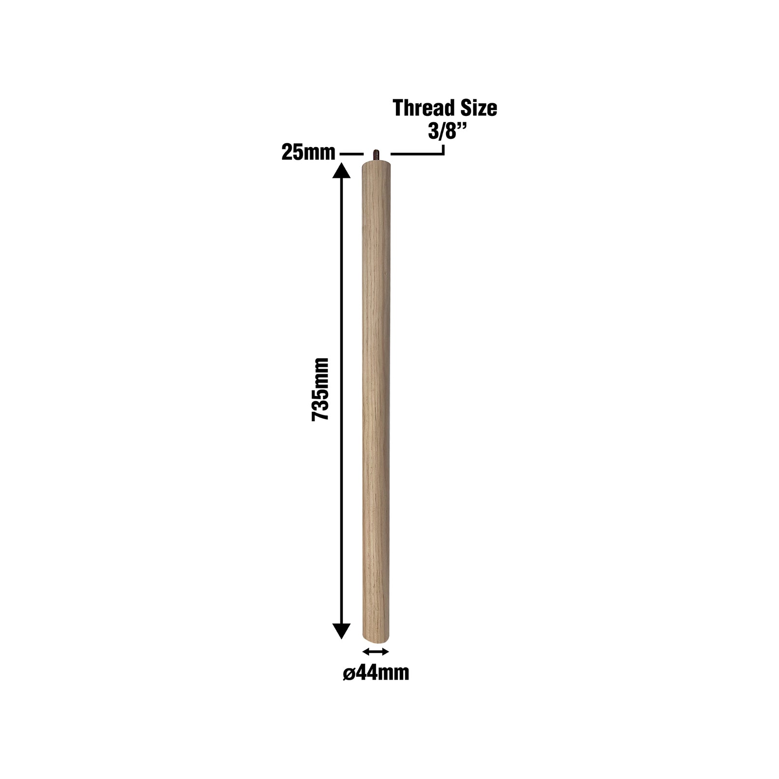 Adoored 735mm Raw Pine Round Furniture Leg - Image 2 of 6