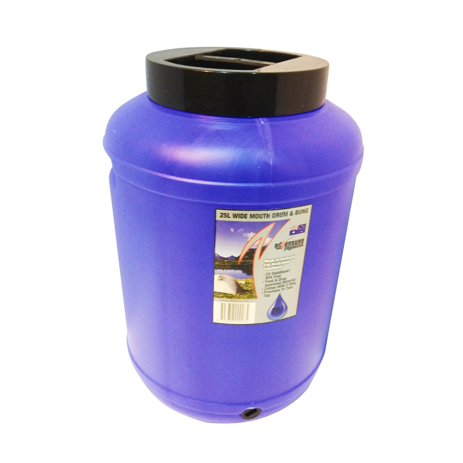 AdVenture Products 25L Blue Tint Wide Mouth Water Storage Drum With Bung - Image 1 of 1
