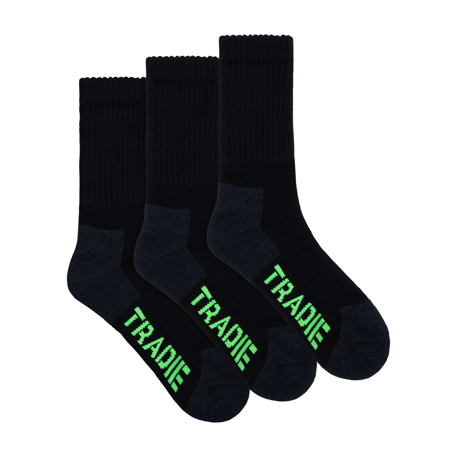 Tradie Men's Black Work Cotton Blend 3 Pack Crew Socks - Size 7-10 - Image 3 of 7