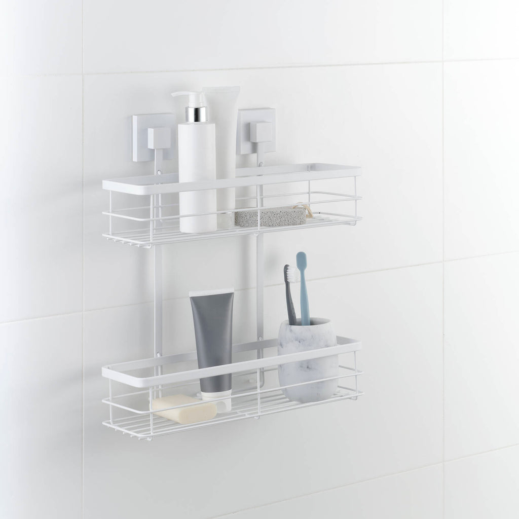 Fusion-Loc Matte White Style Suction Double Shower Caddy - Image 2 of 5