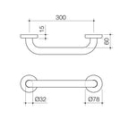 Caroma 300mm Chrome Home Collection Grab Rail - 300mm White - Image 2 of 2