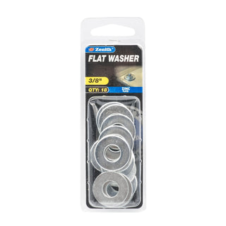 Zenith 3/8" Zinc Plated Flat Washer - 18 Pack