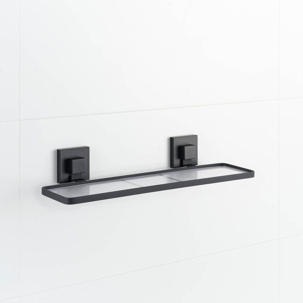 Fusion-Loc 26kg Black Matte Suction Frosted Acrylic Bathroom Shelf - Image 3 of 8