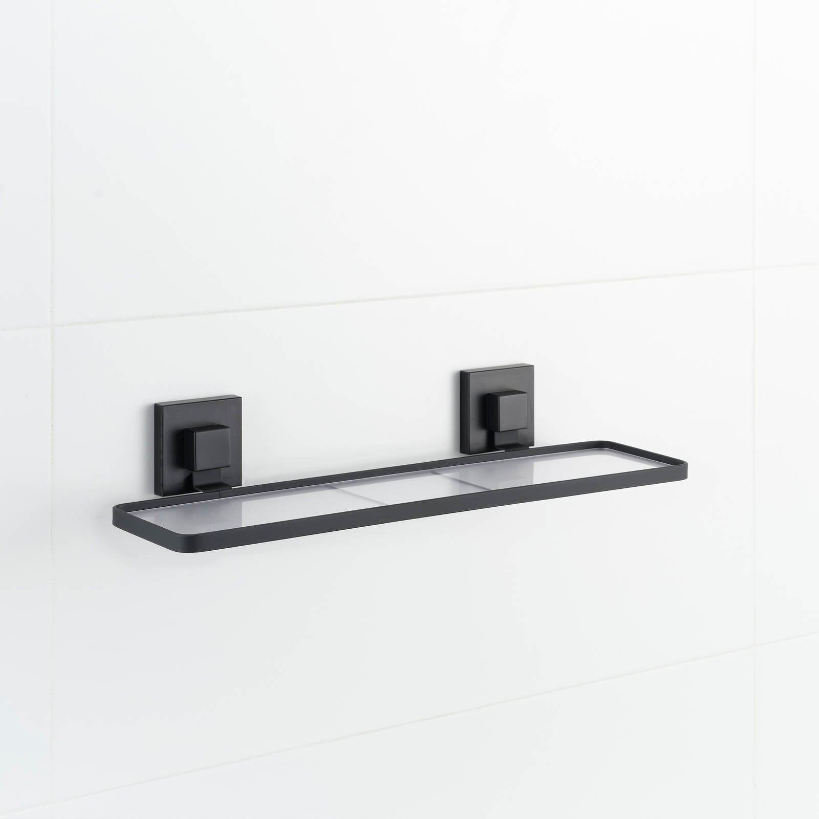 Fusion-Loc 26kg Black Matte Suction Frosted Acrylic Bathroom Shelf - Image 3 of 8